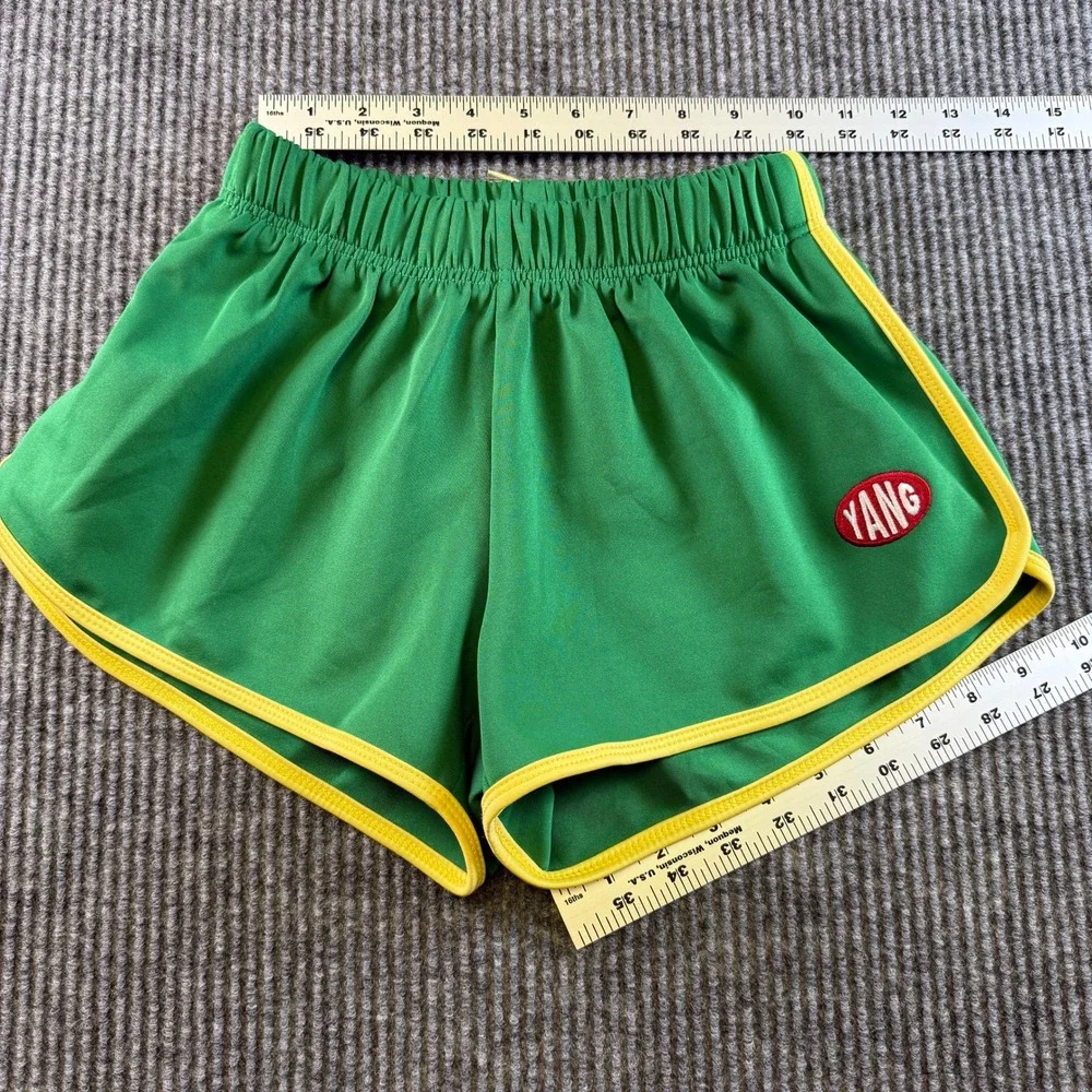 Yang Authentic Goods Green Yellow Dolphin Athletic Shorts Womens Small Retro Gym